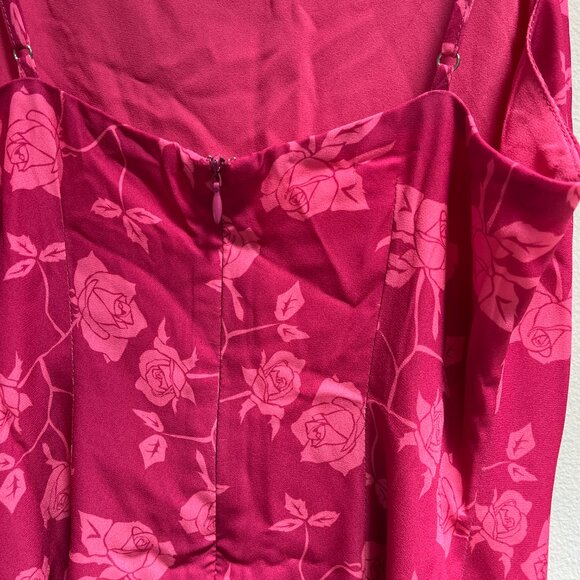 Shades of Rose Phoenix Asymmetrical Neck Floral Pink Midi Dress‎ Sexy NEW XS - Picture 6 of 8